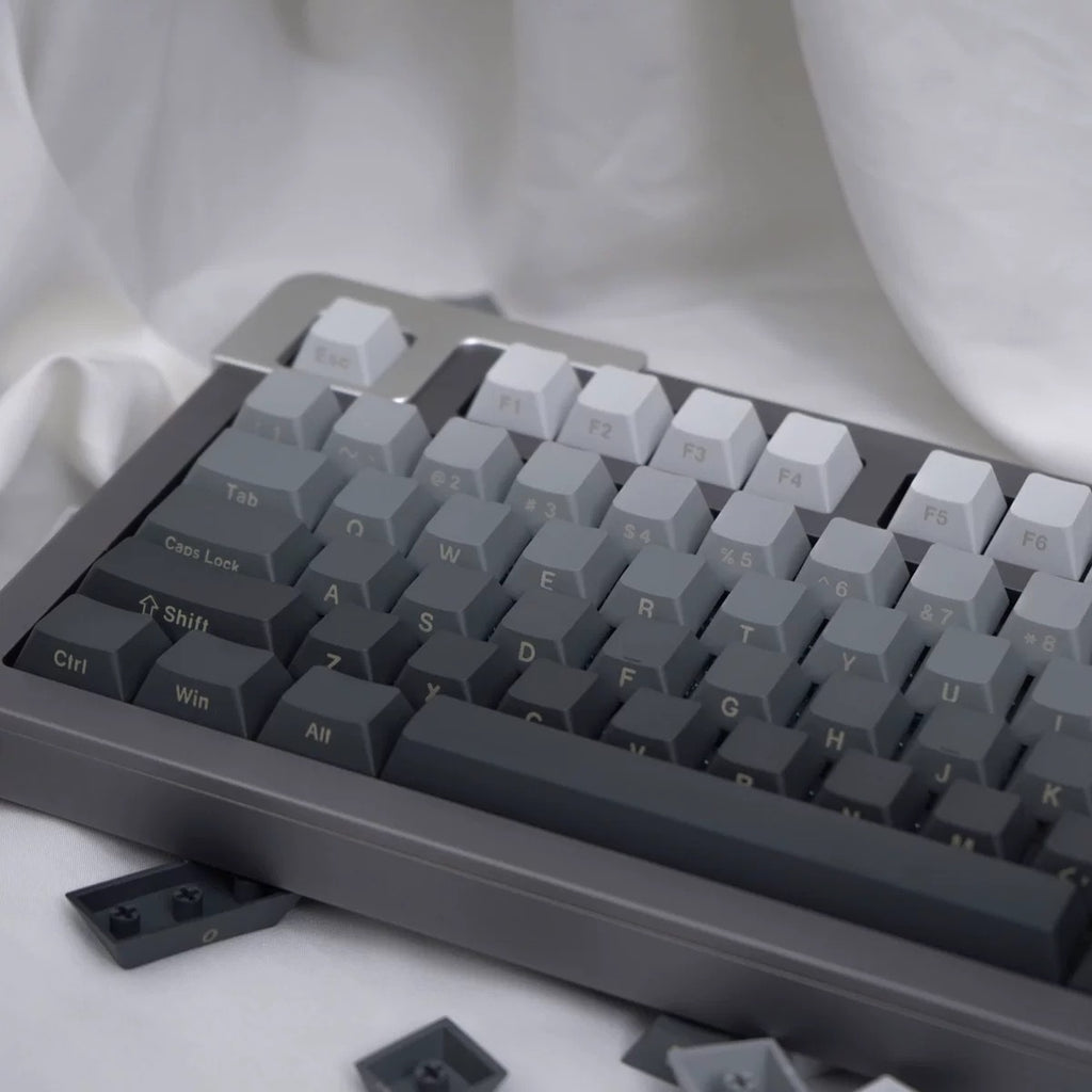 Polar Daylight Side Engraved Transparent Keycap PBT Micro Sand Surface 133 Key Dip Dye Six Color Gradient Personality Adaptable Mechanical Keyboard