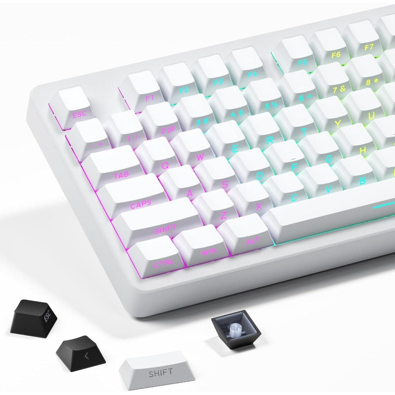 Polar Daylight Side Engraved Transparent Keycap PBT Micro Sand Surface 133 Key Dip Dye Six Color Gradient Personality Adaptable Mechanical Keyboard