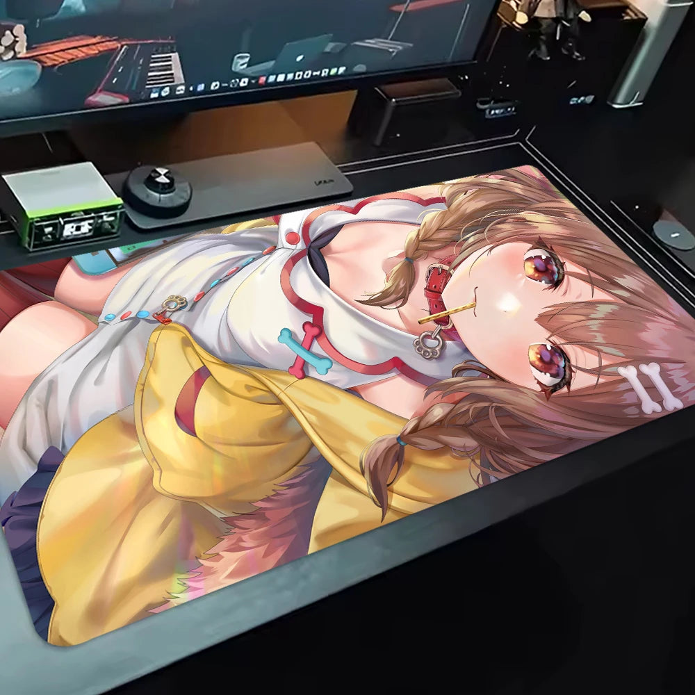 Inugami Korone Mouse Pad Gaming Accessories Office Gamer Keyboard Desk Mat Non-Slip Laptop Large Anime Hololive Girl Mouse Pad