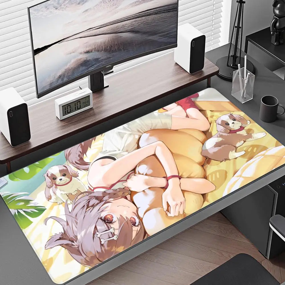 Inugami Korone Mouse Pad Gaming Accessories Office Gamer Keyboard Desk Mat Non-Slip Laptop Large Anime Hololive Girl Mouse Pad