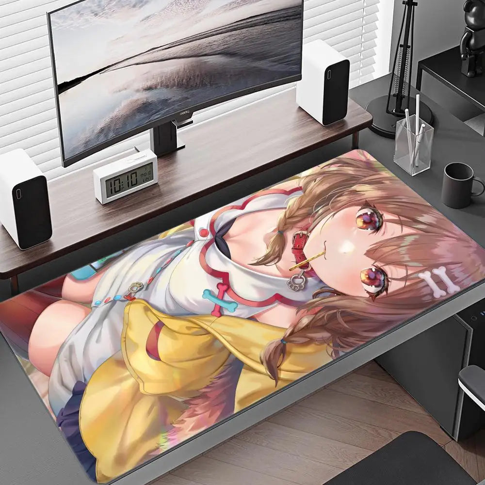 Inugami Korone Mouse Pad Gaming Accessories Office Gamer Keyboard Desk Mat Non-Slip Laptop Large Anime Hololive Girl Mouse Pad